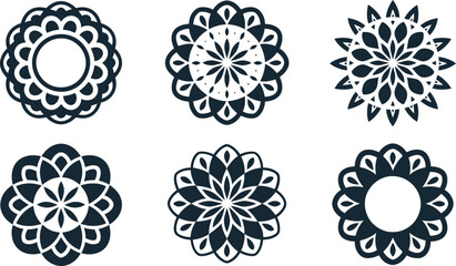 Geometric Floral Pattern on  Decorative Element Design for Textile Prints and Wallpaper with Intricate Details