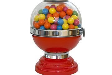 Nostalgic gumball machine full of colorful candies on a black background