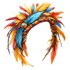 Obraz premium Feather Headband with Beads and Braids Isolated PNG