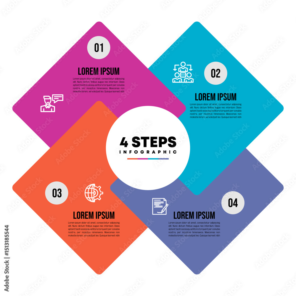 Wall mural square circle infographic for template presentation business and suitable content website. vector ep