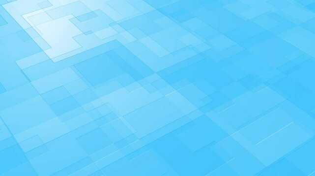 Overlapping translucent blue squares creating abstract pattern. Suitable for background designs, technology concepts, and modern graphic projects. Seamless looping animation.