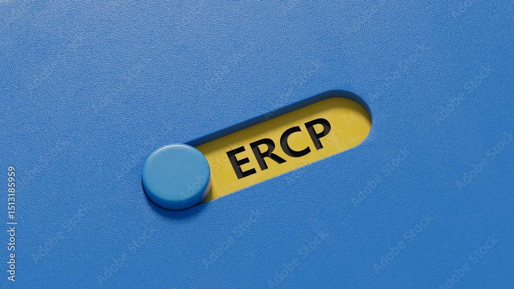 Poster slide switch with the word ercp. care concept.close up of slide switch,business concept.3d rendering