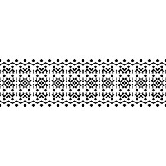 A Stripes horizontal seamless pattern with intricate tribal-inspired geometric designs in black and white. Great for branding, packaging, and home decor.
