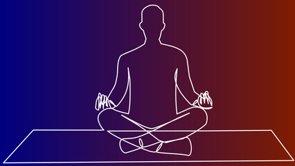 Peaceful Strokes: Meditating Figure on Rug in Single Line