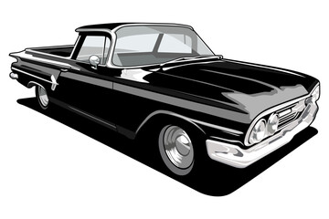 classic car black and white single logo illustration design icon vector	