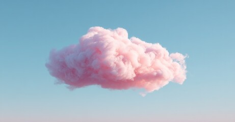 A solitary, soft pink cloud floats serenely in a pastel blue sky, evoking a sense of peace and whimsical dreaminess. #Clouds #Sky #Pastel