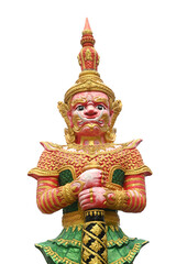 A traditional Thai giant in front of the temple in Thailand, isolated on white