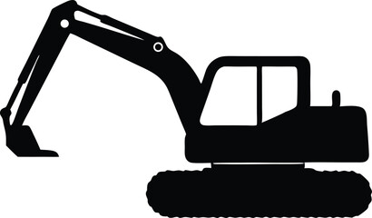  construction excavator silhouette vector