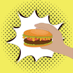 Delicious burger in your hand