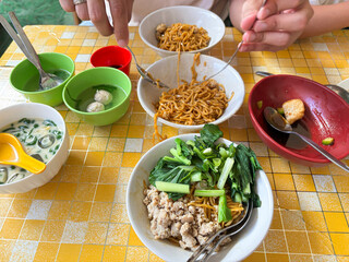 Noodle Meal with Toppings and Drinks