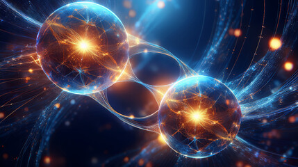 Fototapeta premium Generated Image of quantum entanglement computing