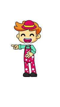 Chibi Clown Laughing Animation Loop, Joyful Cartoon Style Expression on Greenscreen