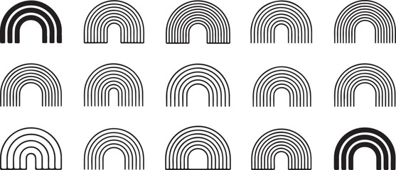 Collection of Black and White Rainbow Silhouettes