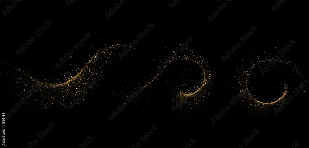 Poster set of abstract shiny gold glitter design element