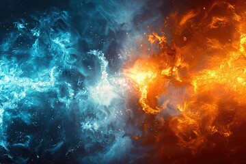 Battling an Evil Sorcerer Amidst an Intense Magic Energy Clash of Spells and Dark Forces