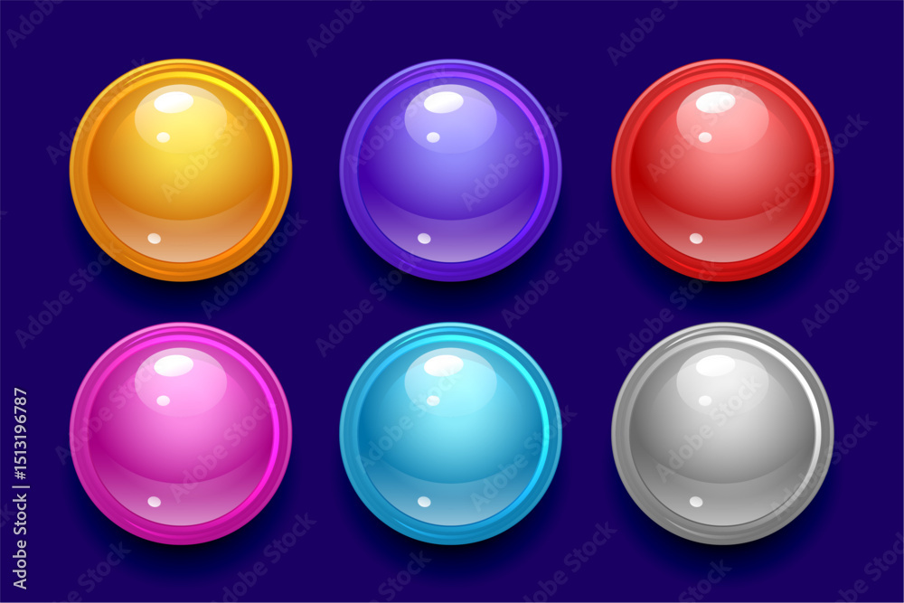 Wall mural collection of glossy ball push buttons element design