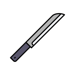 Kitchen Knife Icon - Cooking, Utensil, and Sharp Blade Outline Vector Editable Stroke