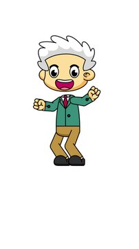 Cute Dancing Scientist Loop Animation in Chibi Cartoon Style with Joyful Expression