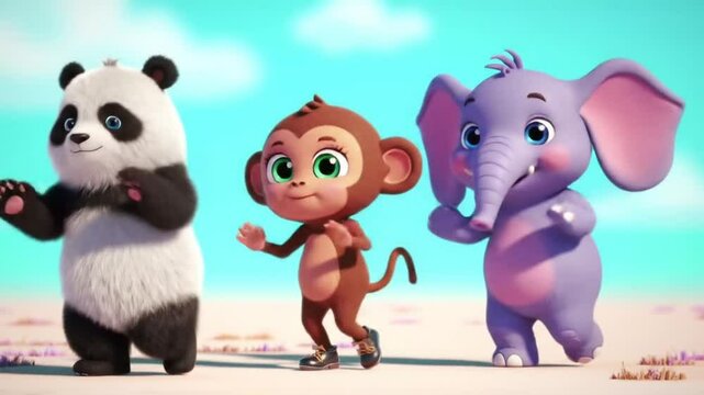  Animation SUPER CUTE 3D ANIMAL DANCE panda, monkey, elephant