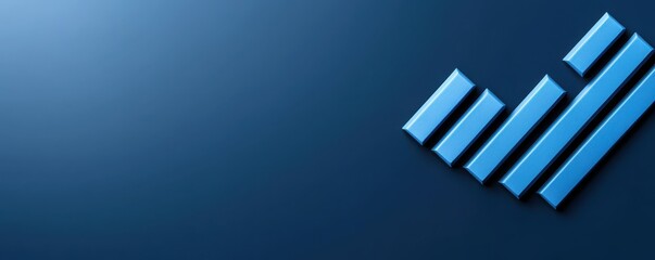 economy  business  sustainability concept. Abstract blue background with bars representing growth or progress.