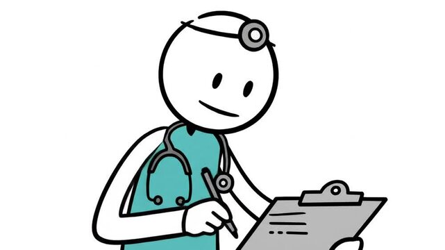 Doctor figure writing on clipboard illustration