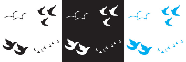 Flock of Birds icon. Vector for websites, mobile interfaces, presentations, banner, visual branding etc. Vector illustration. isolated on white and black background. EPS 10