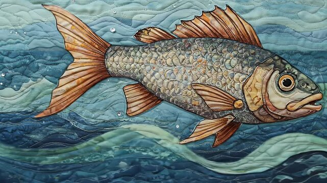 Fish illustration in quilled style