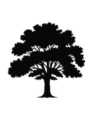 Silhouette of a majestic tree in black and white ideal for nature themed designs and minimalist concepts