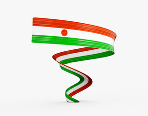 3d Flag Of Niger 3d Shiny Waving Twisted Ribbon Flag On White Background 3d Illustration
