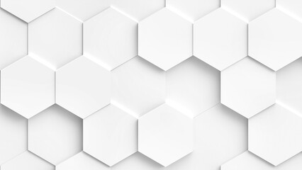 Fototapeta premium White hexagons geometric background, minimal honeycomb pattern wallpaper.