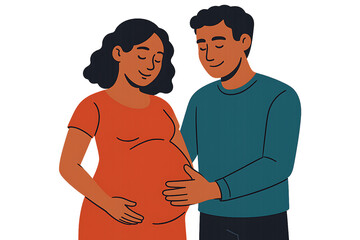 Fototapeta premium A young couple enjoying the pregnancy of their first child