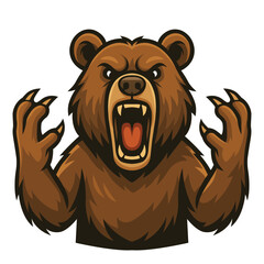 angry bear cartoon vector logo illustration