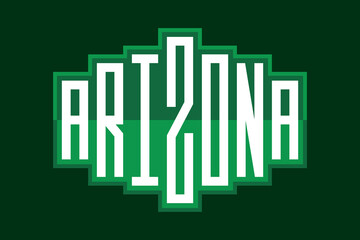 Modern Geometric Arizona Text Lettering with Green Border Design Element