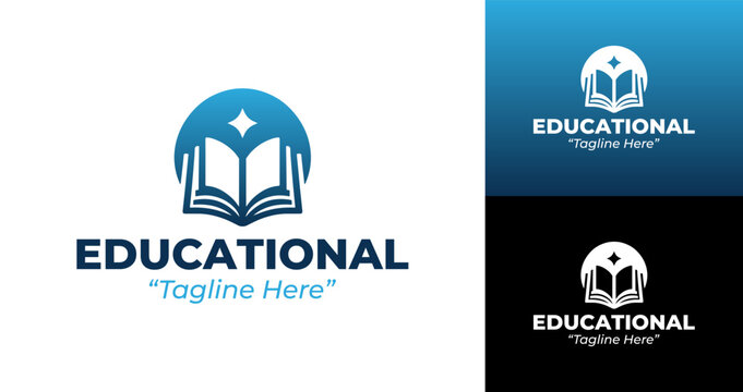 Modern Educational App Logos for Learning Platforms in Blue and White Color Scheme