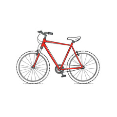 Fototapeta premium Red bicycle line drawing illustration
