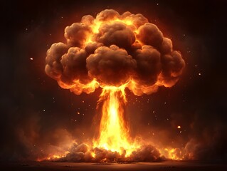 Huge explosion in dark night