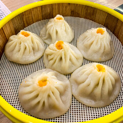 Chinese food, dumplings or Xia long bao, traditional Chinese food 