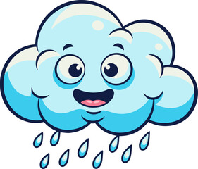  Happy Rain Cloud with Droplets