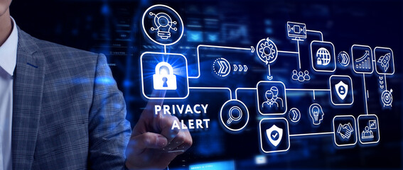 Technology, Internet, business and network concept. Privacy alert.