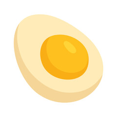 Vector illustration of a half boiled egg with bright yolk in simple cartoon flat style.