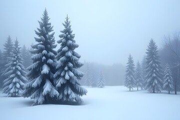 Obraz premium snow covered pine trees