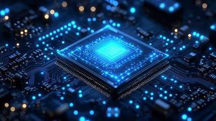 Glowing Circuit Board, Technological Marvel