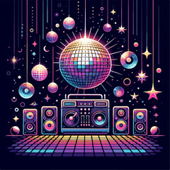 Obraz premium disco party flyer