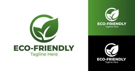 Stylish and Minimal Eco-Friendly Logo Design Featuring Green Leaves in Circular Form