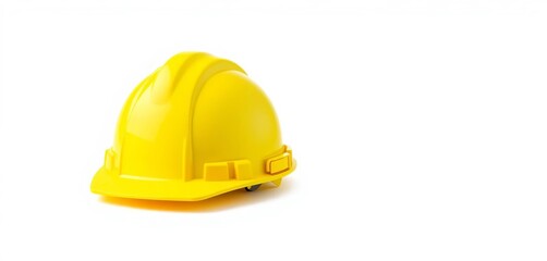Bright yellow hard hat, safety helmet, construction, isolated on white background Vector illustration,  head protection,  industrial