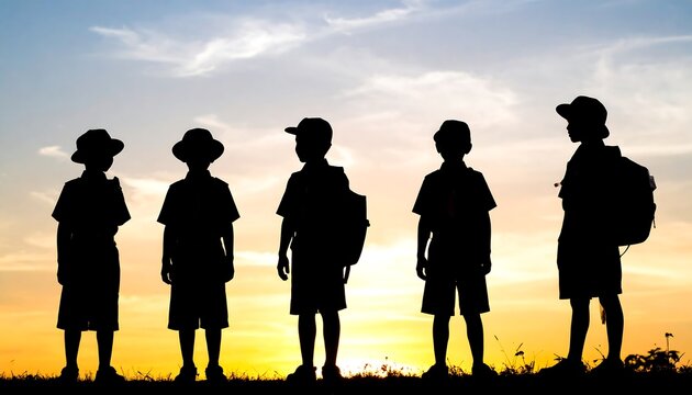 Hari Pramuka Text with Scout Uniform Silhouettes