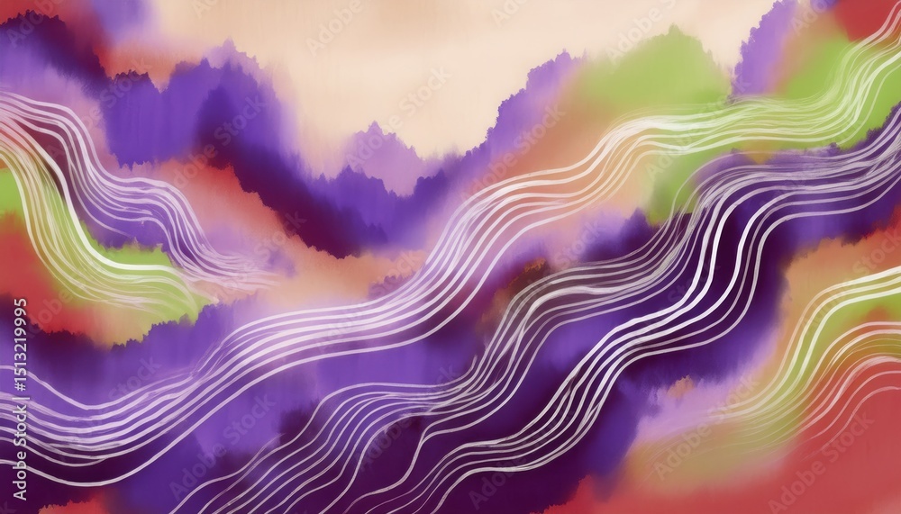 Poster vibrant abstract waves with purple and orange gradients for modern web design or artistic branding