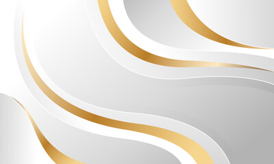Elegant white-gray luxury wave background with gold lines. Abstract modern wallpaper. Suitable for templates, banners, covers, sales, events, awards, websites, pages and more