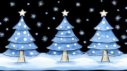 Winter scene with Christmas trees