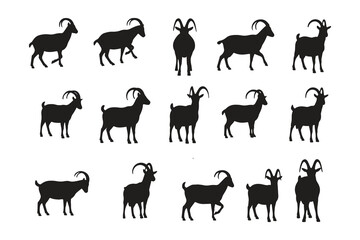 Cute Horned Goat Silhouette Illustration